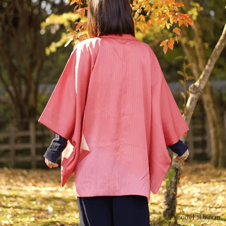 Pink embossed pattern haori