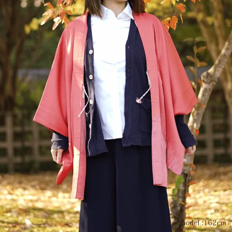 Pink embossed pattern haori