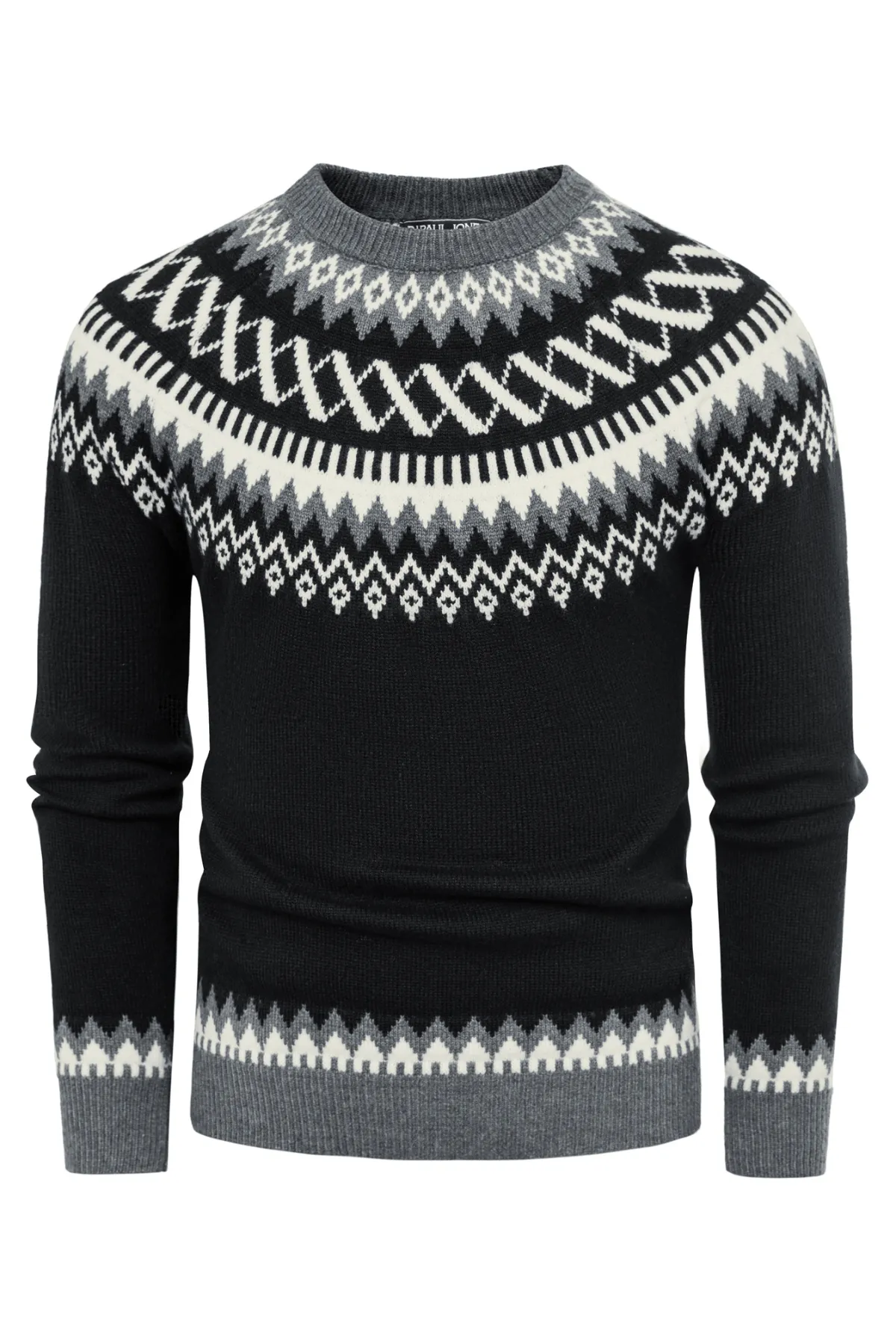 PJ Paul Jones Men's Fair Isle Crewneck Sweater Vintage Casual Pattern Knit Long Sleeve Pullover Sweater