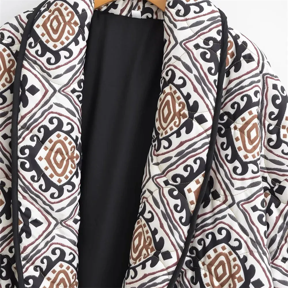 Pre Order:  Paisley Printed Front Pockets Quilted Jacket