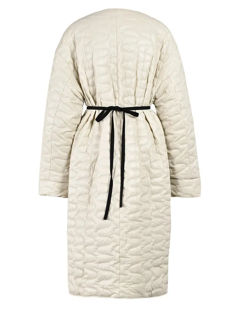 Pre Order:  Quilted Lace-Up Padded Thick Coat