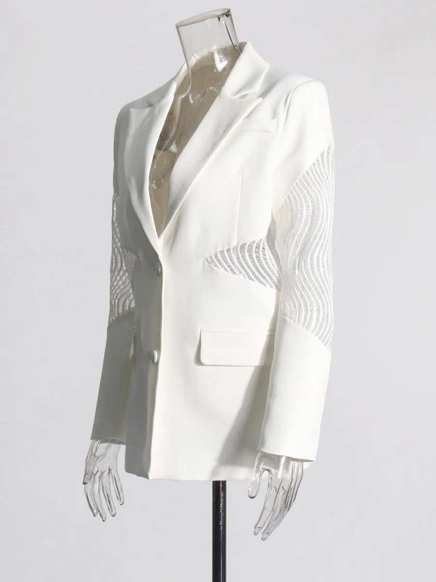 Pre Order:  Solid Lace Stitching Blazer