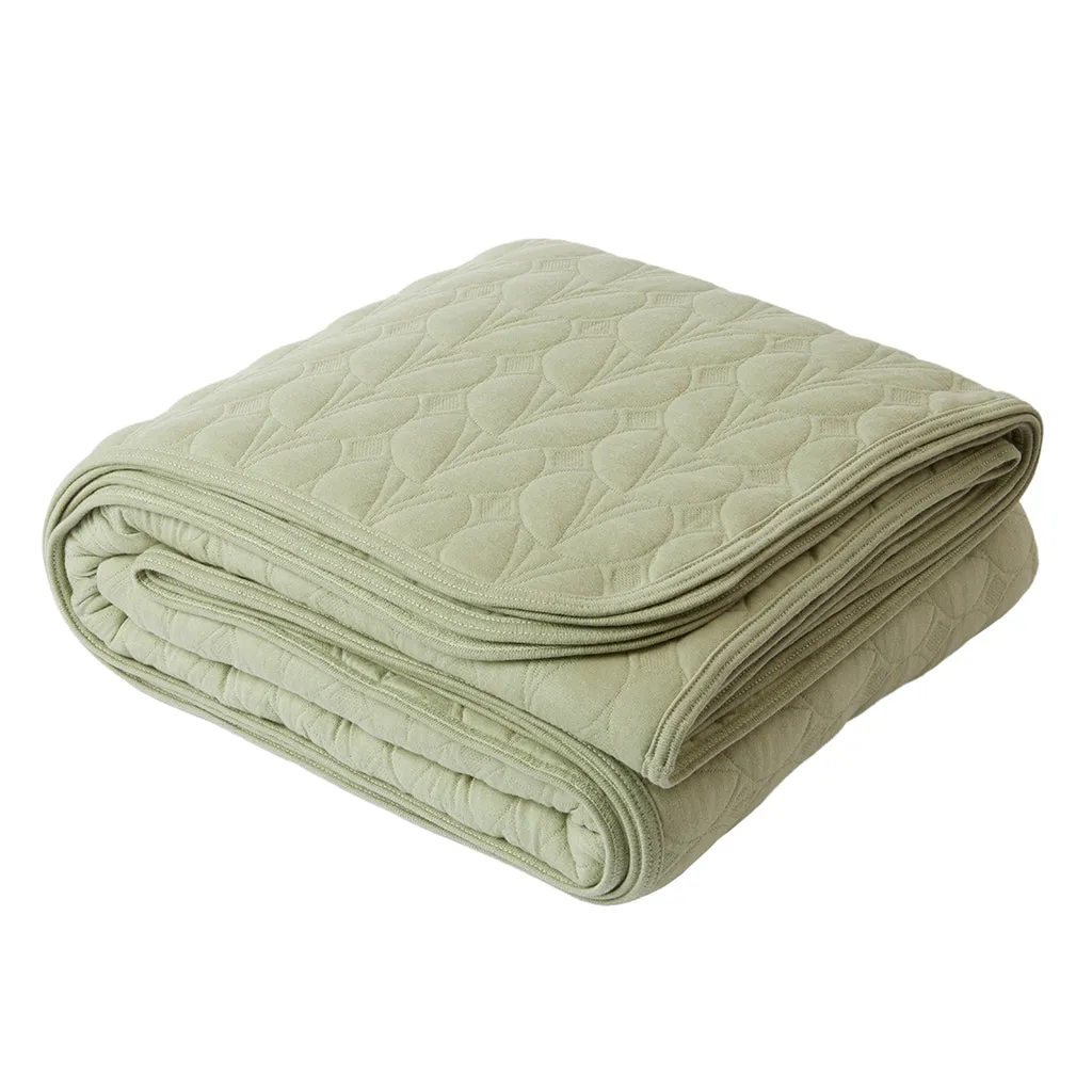 Quilted Cotton Bedspread Pistachio Green