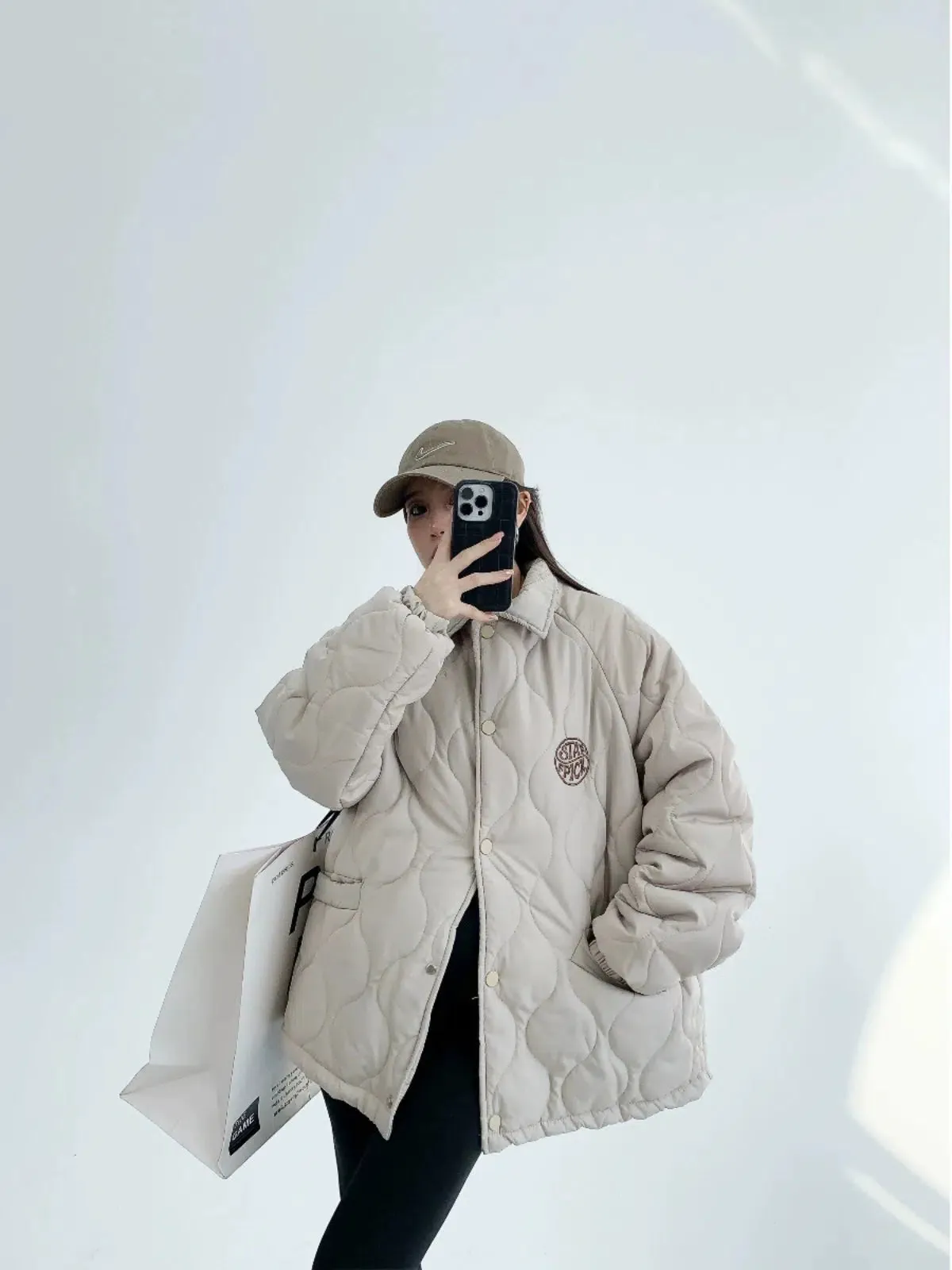 Quilted Pockets Oversized Coat