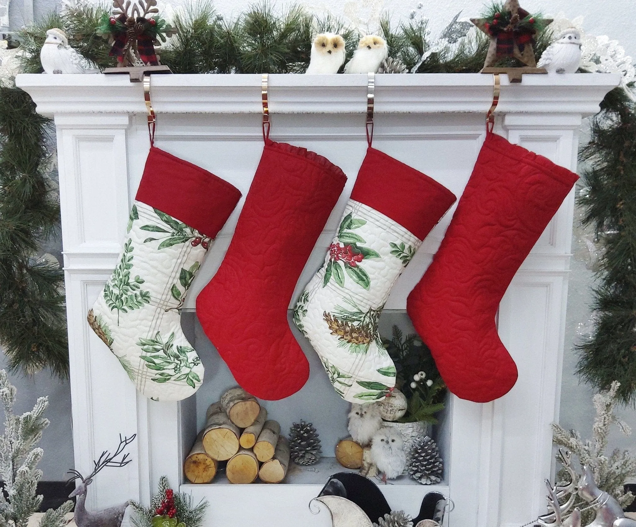 Quilted Timeless Christmas Stockings Embroidered Personalized Holiday