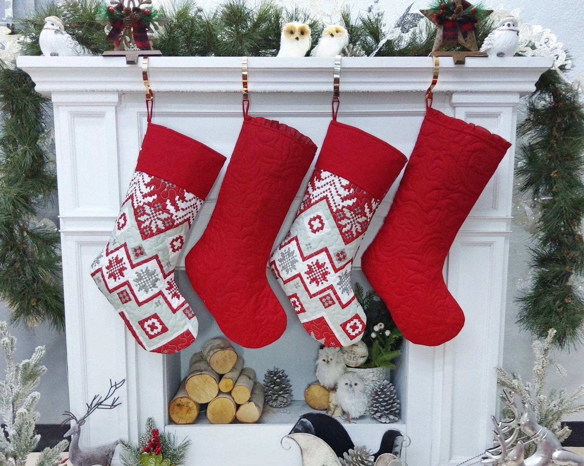 Quilted Timeless Christmas Stockings Embroidered Personalized Holiday