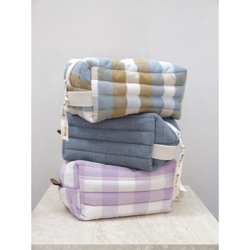 Quilted Toiletry Bag - Cottage Blue Checks