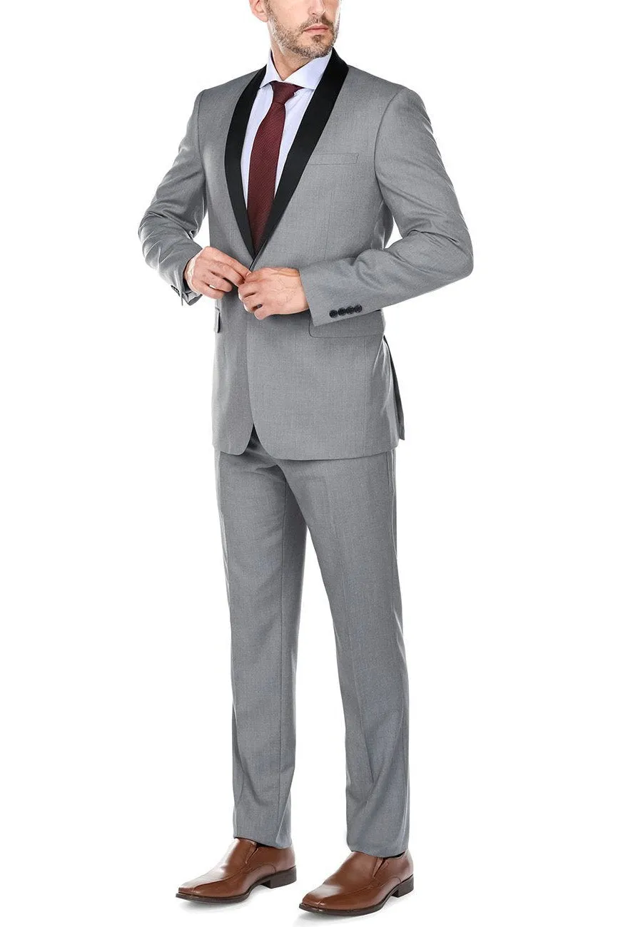 "Paris" Grey 1-Button Shawl Tuxedo (2-Piece Set)