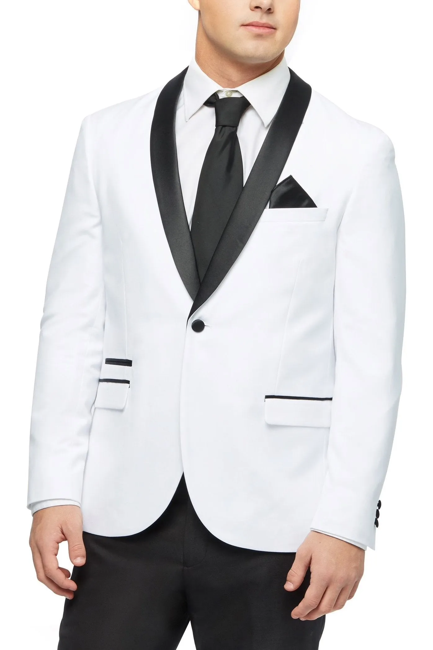 "Rowan" White 1-Button Shawl Tuxedo (2-Piece Set)