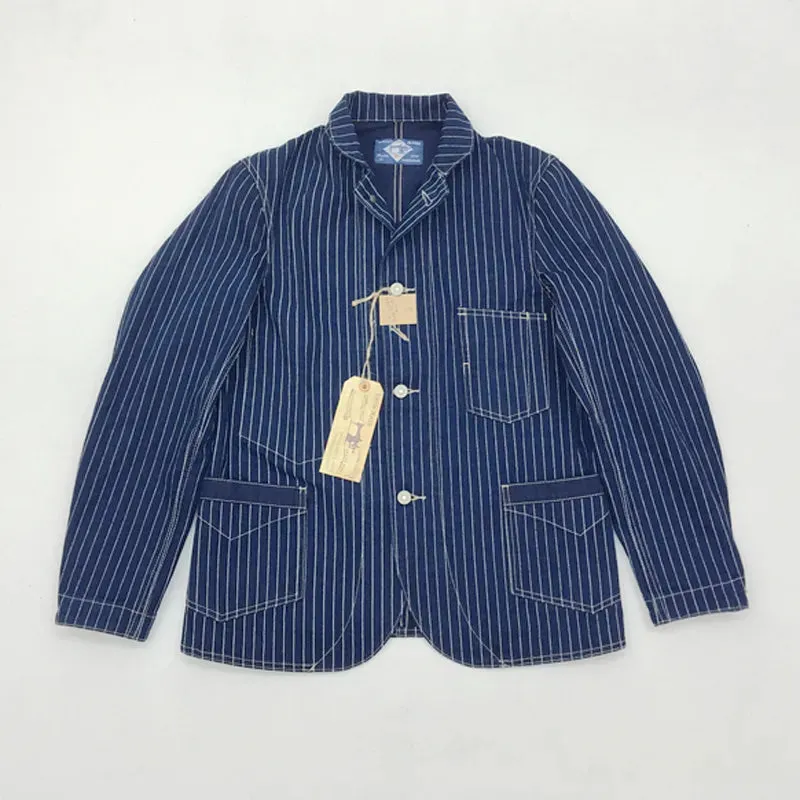 Railroad Wabash Stripes Work Jacket - Indigo Vintage Men's Coat