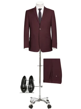 Renoir Burgundy men's slim fit suit single breasted notch lapel