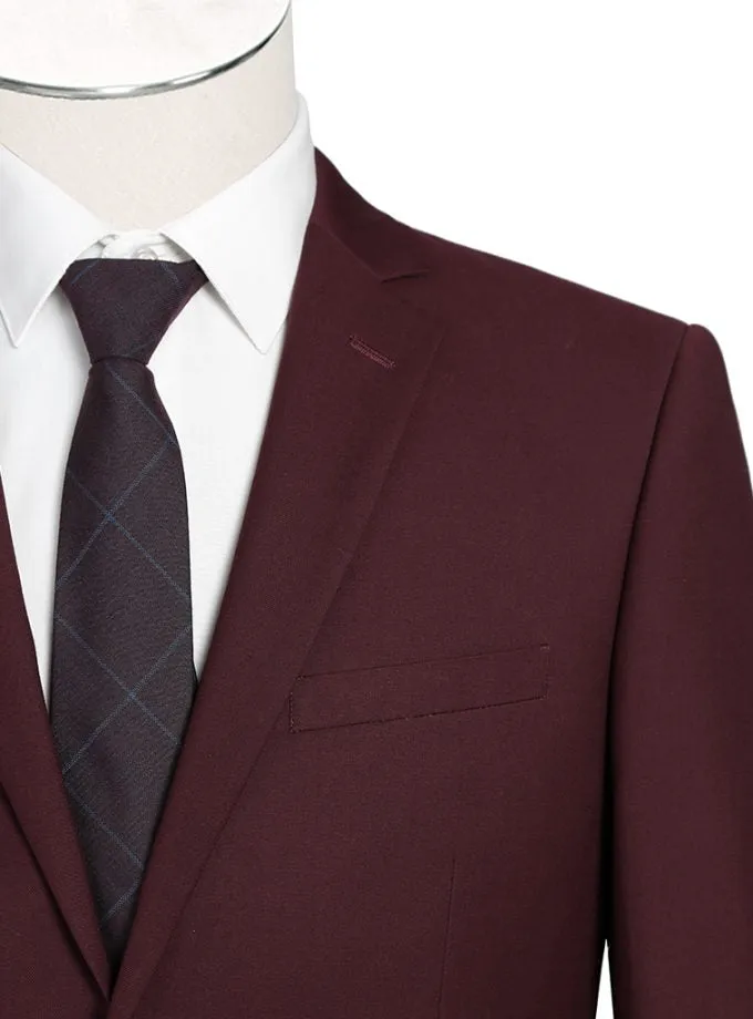 Renoir Burgundy men's slim fit suit single breasted notch lapel