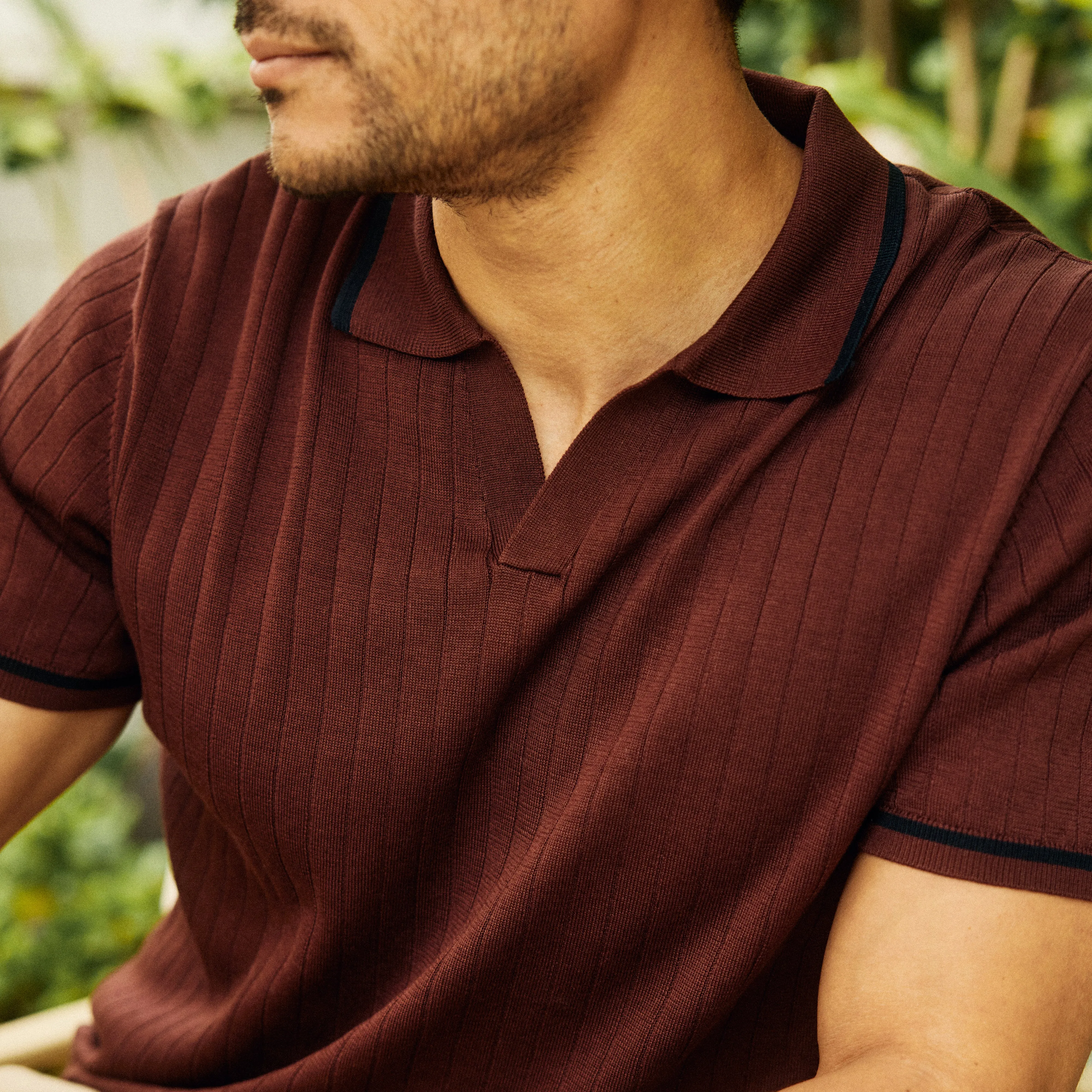 Ribbed Sweater Burgundy Polo