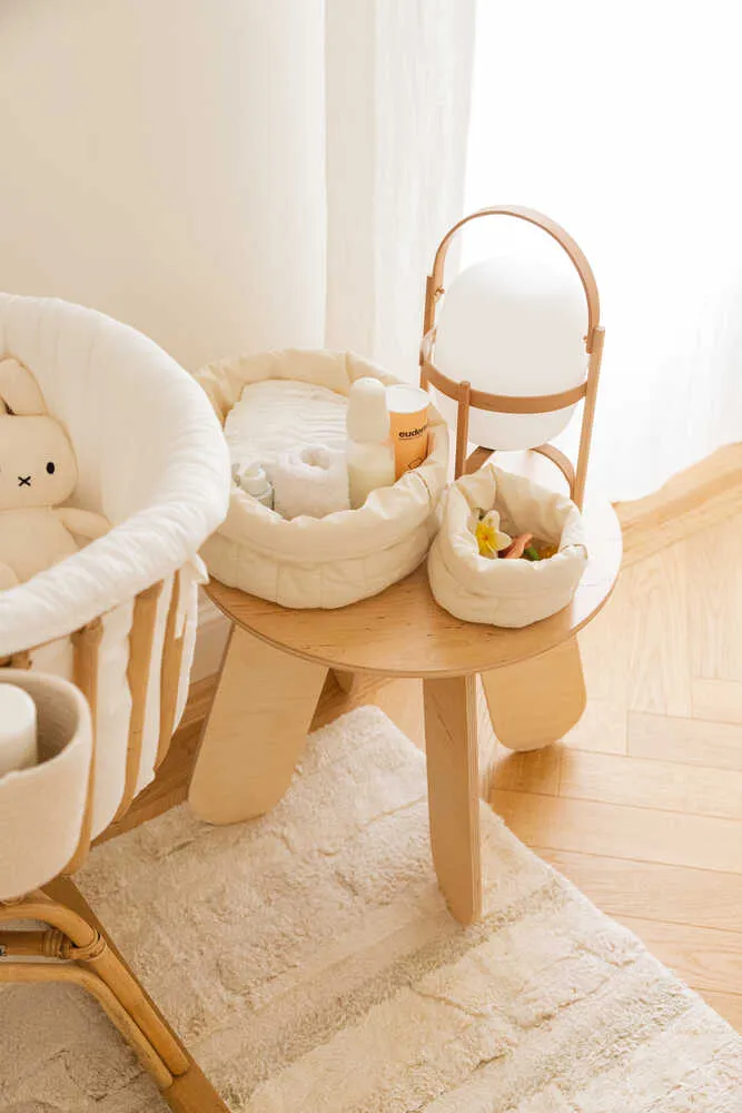 SET OF TWO QUILTED BASKETS NATURAL