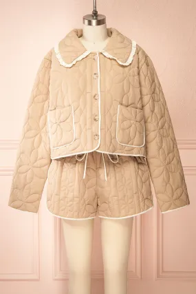 Set Ydrina Beige | Quilted Jacket & Short