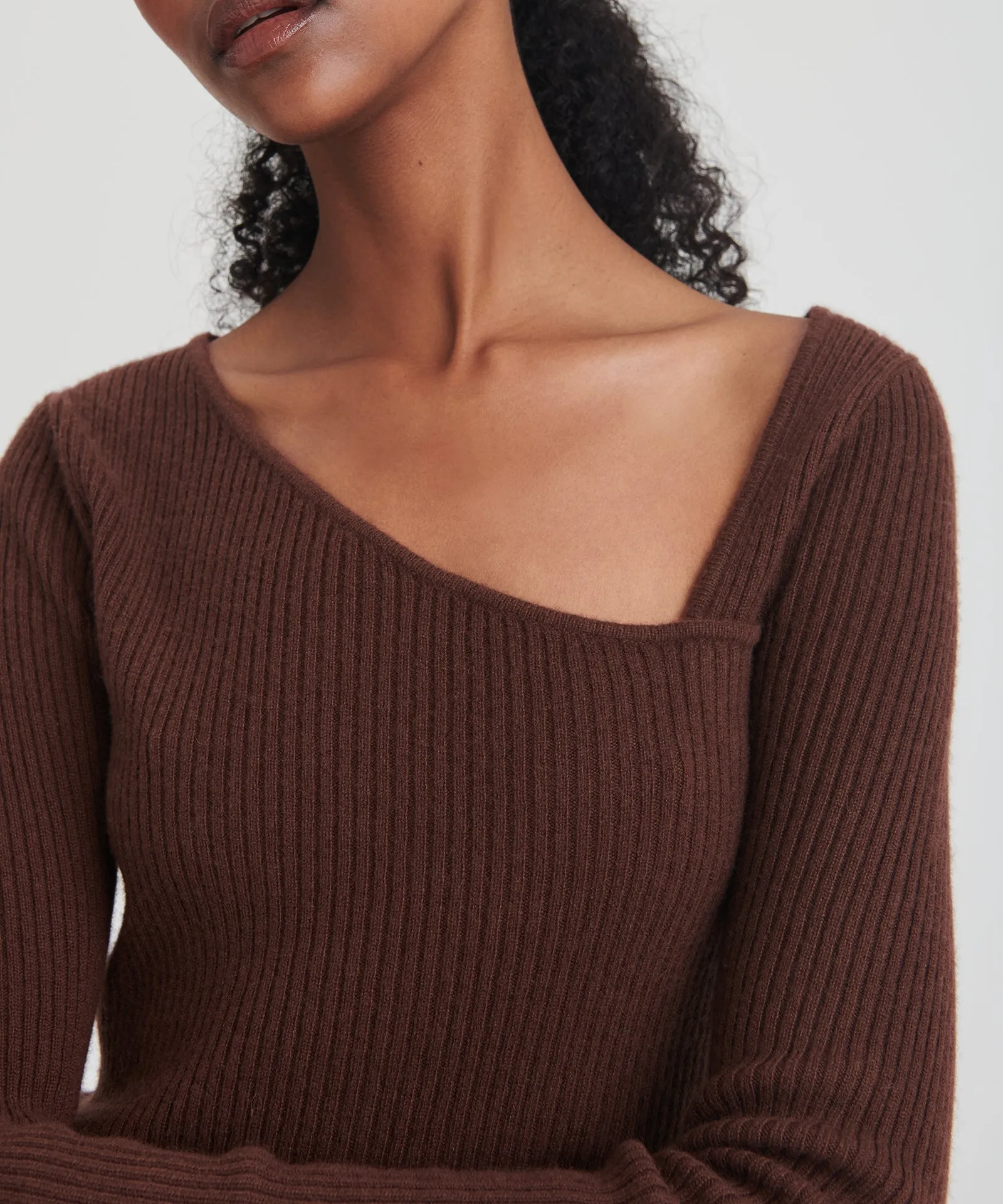 Signature Cashmere Fitted Asymmetrical Sweater