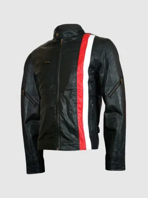 Size X-Small Black Jacket with Red & White Stripes for Men