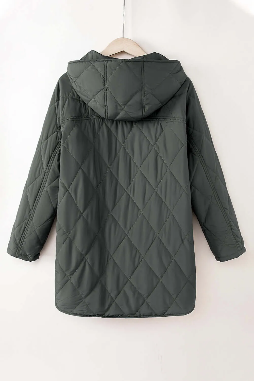 Snap Down Long Sleeve Quilted Winter Coat