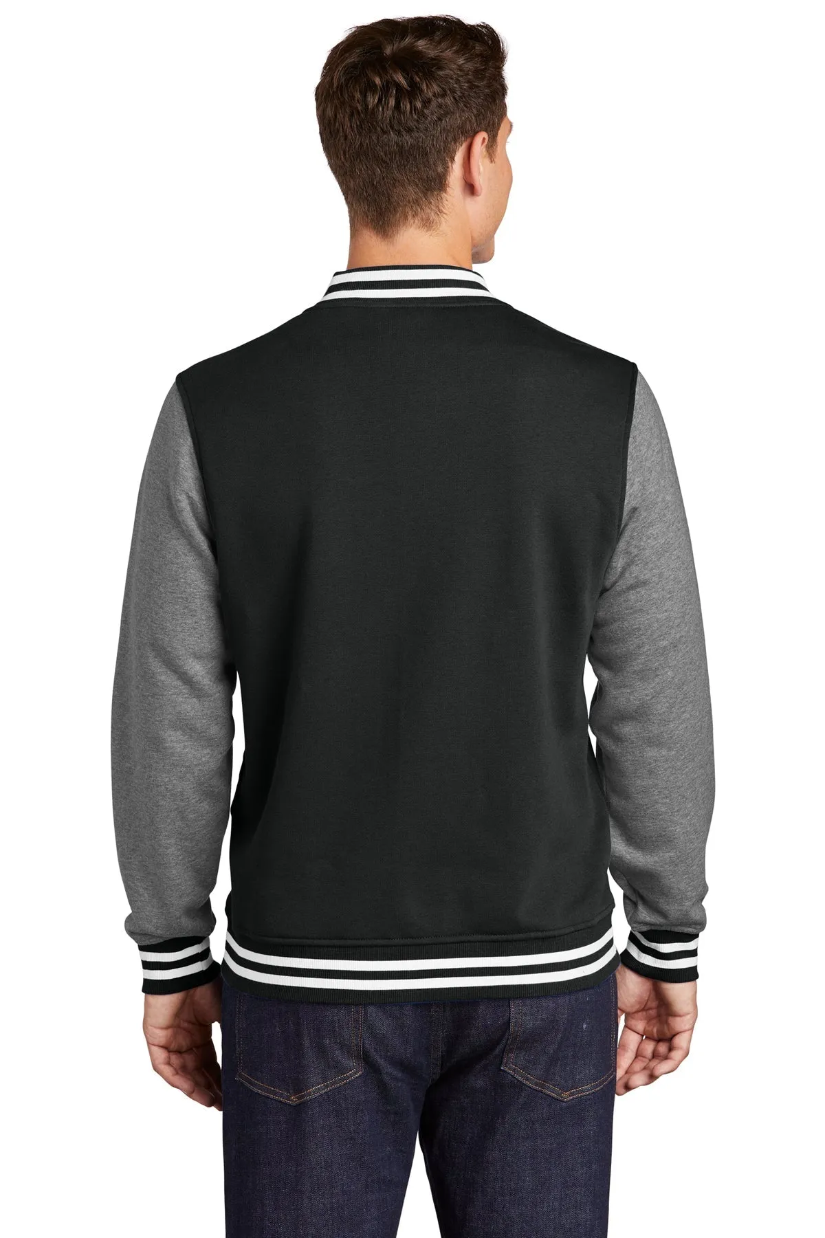 Sport-Tek Fleece Custom Letterman Jackets, Black/ Vintage Heather