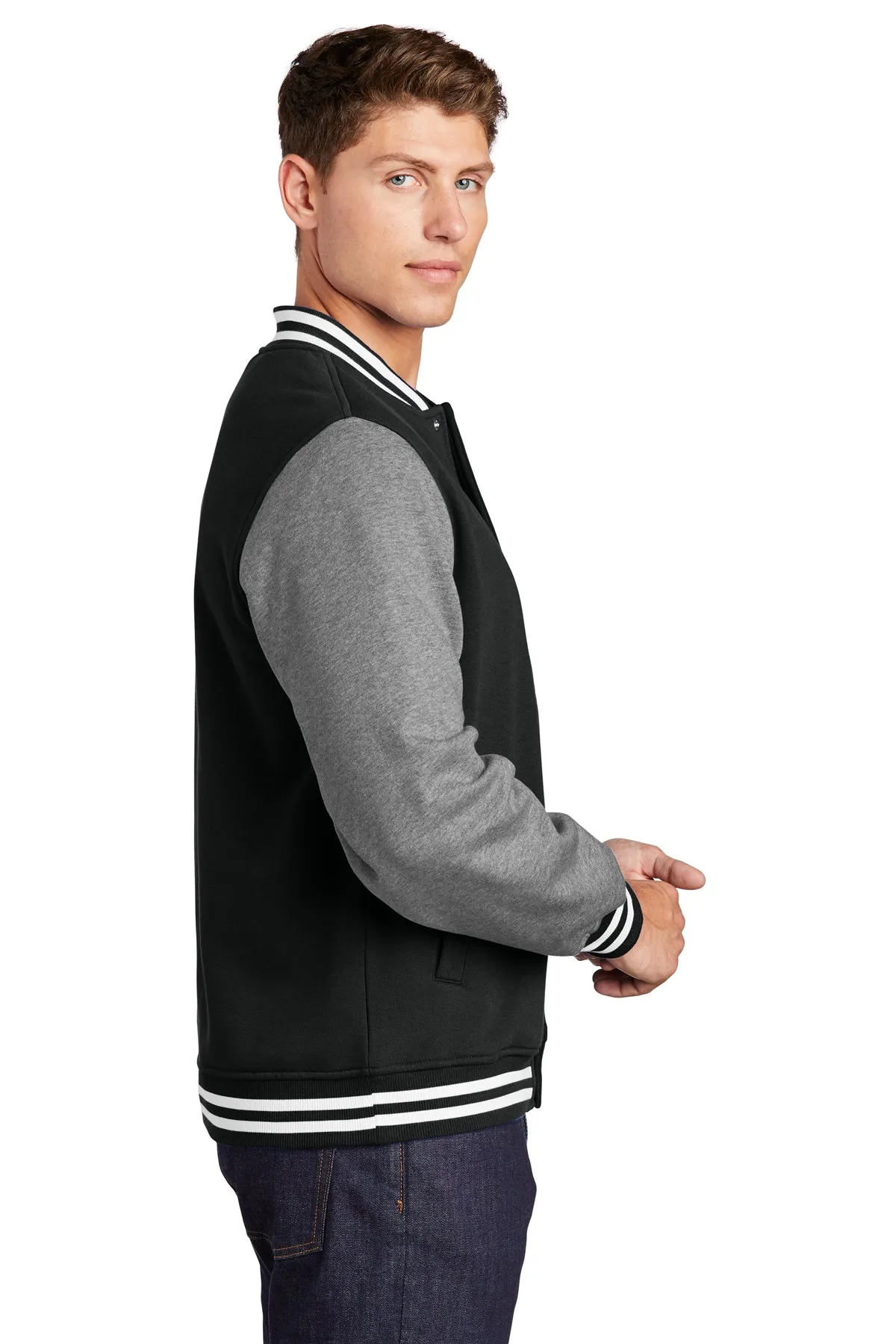 Sport-Tek Fleece Custom Letterman Jackets, Black/ Vintage Heather