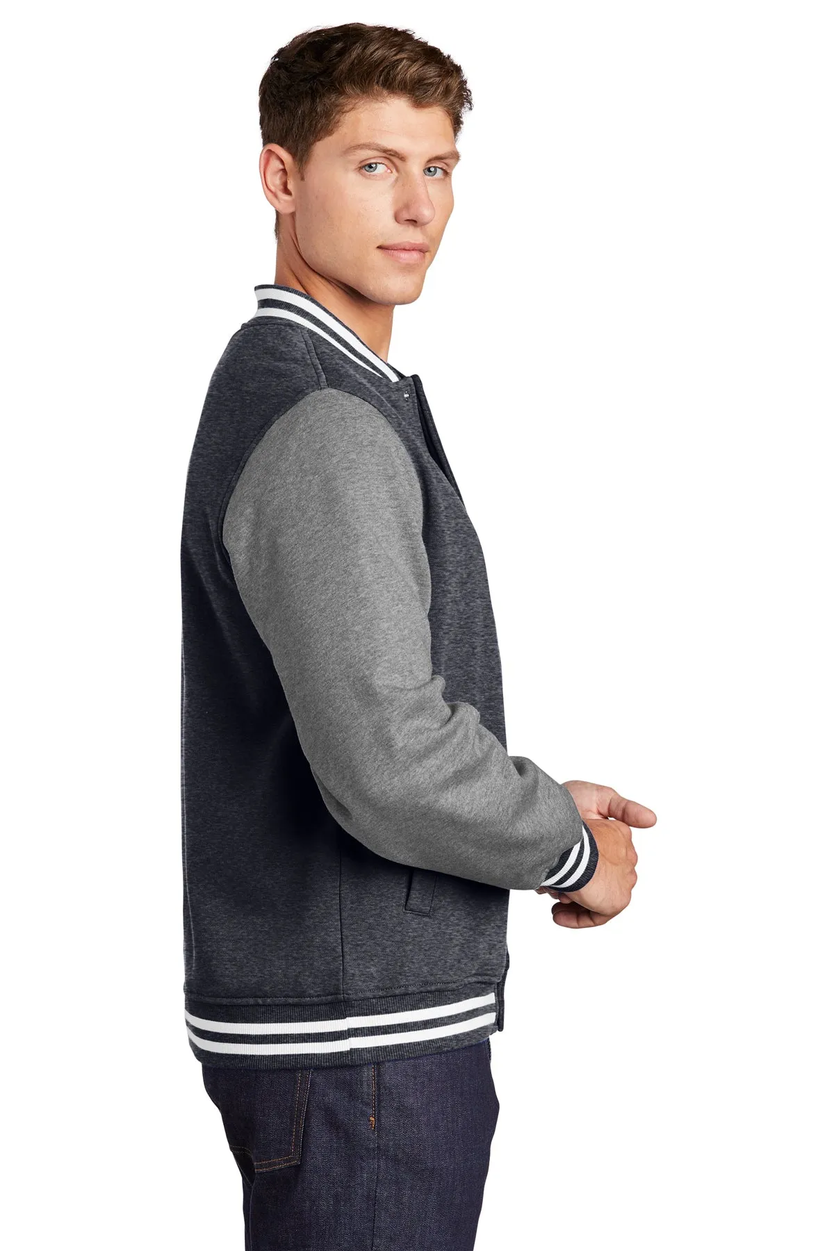 Sport-Tek Fleece Custom Letterman Jackets, Graphite Heather/ Vintage Heather