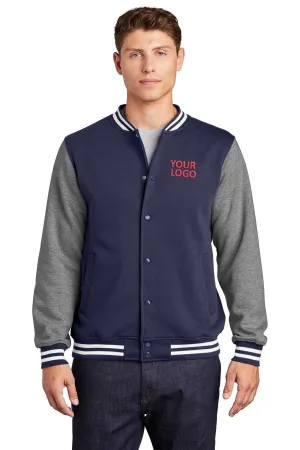 Sport-Tek Fleece Custom Letterman Jackets, True Navy/ Vintage Heather