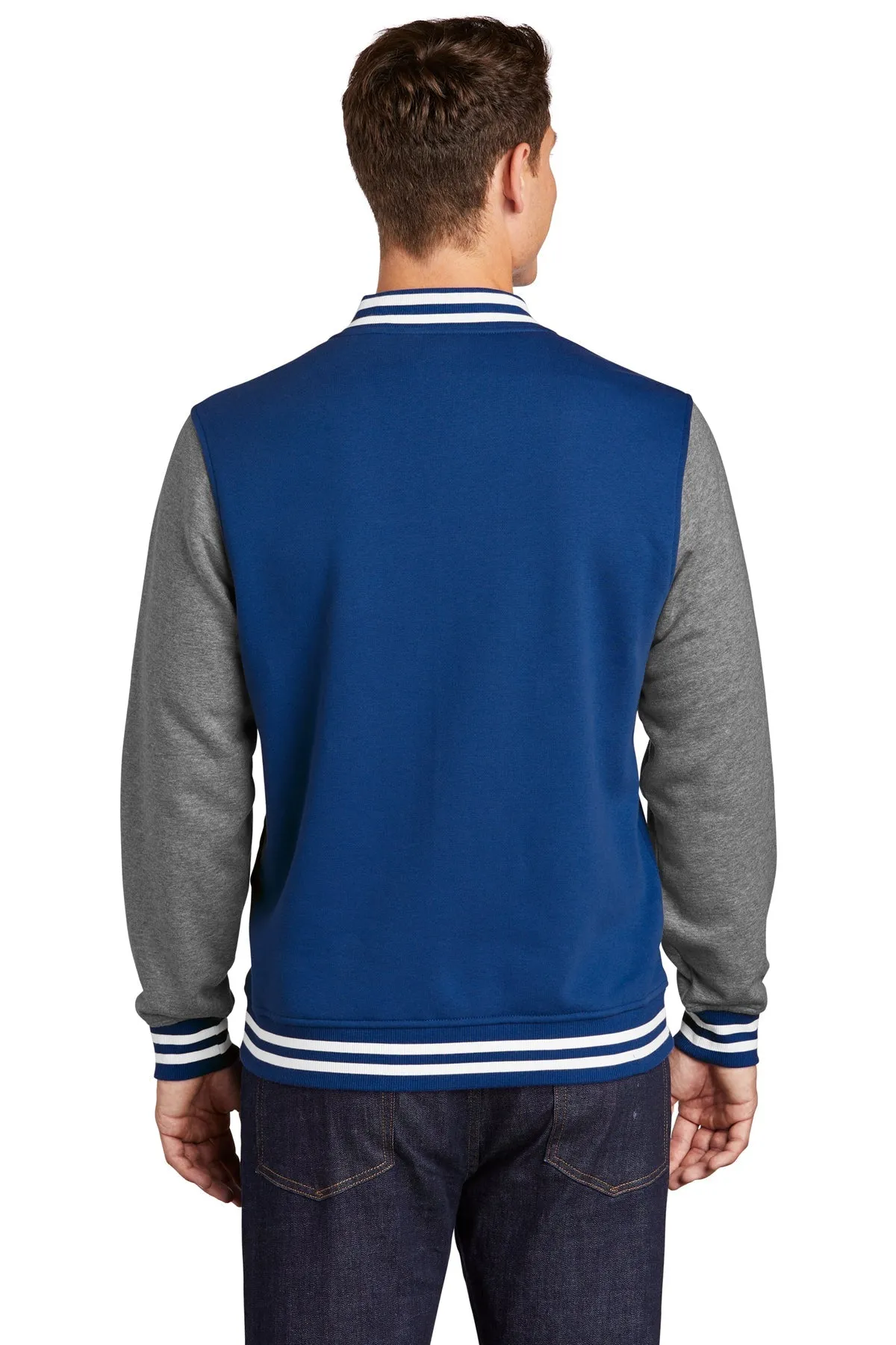 Sport-Tek Fleece Custom Letterman Jackets, True Royal/ Vintage Heather