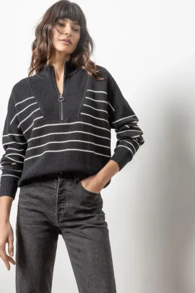 Striped Zip Front Sweater by Lilla P