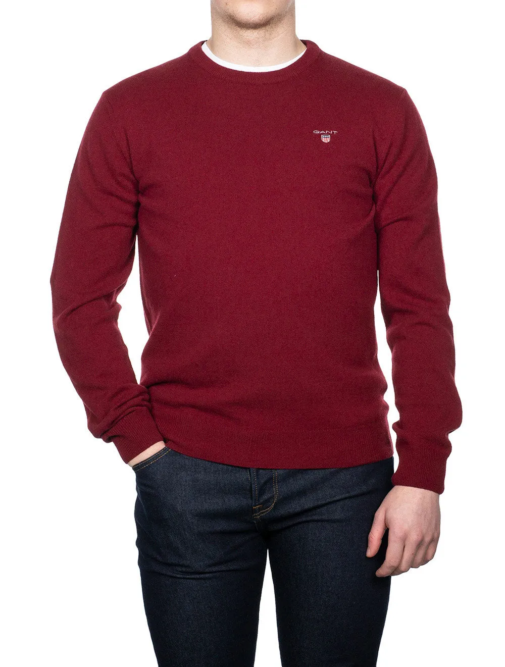 Super Fine Lambswool Crew Neck Sweater Port Red