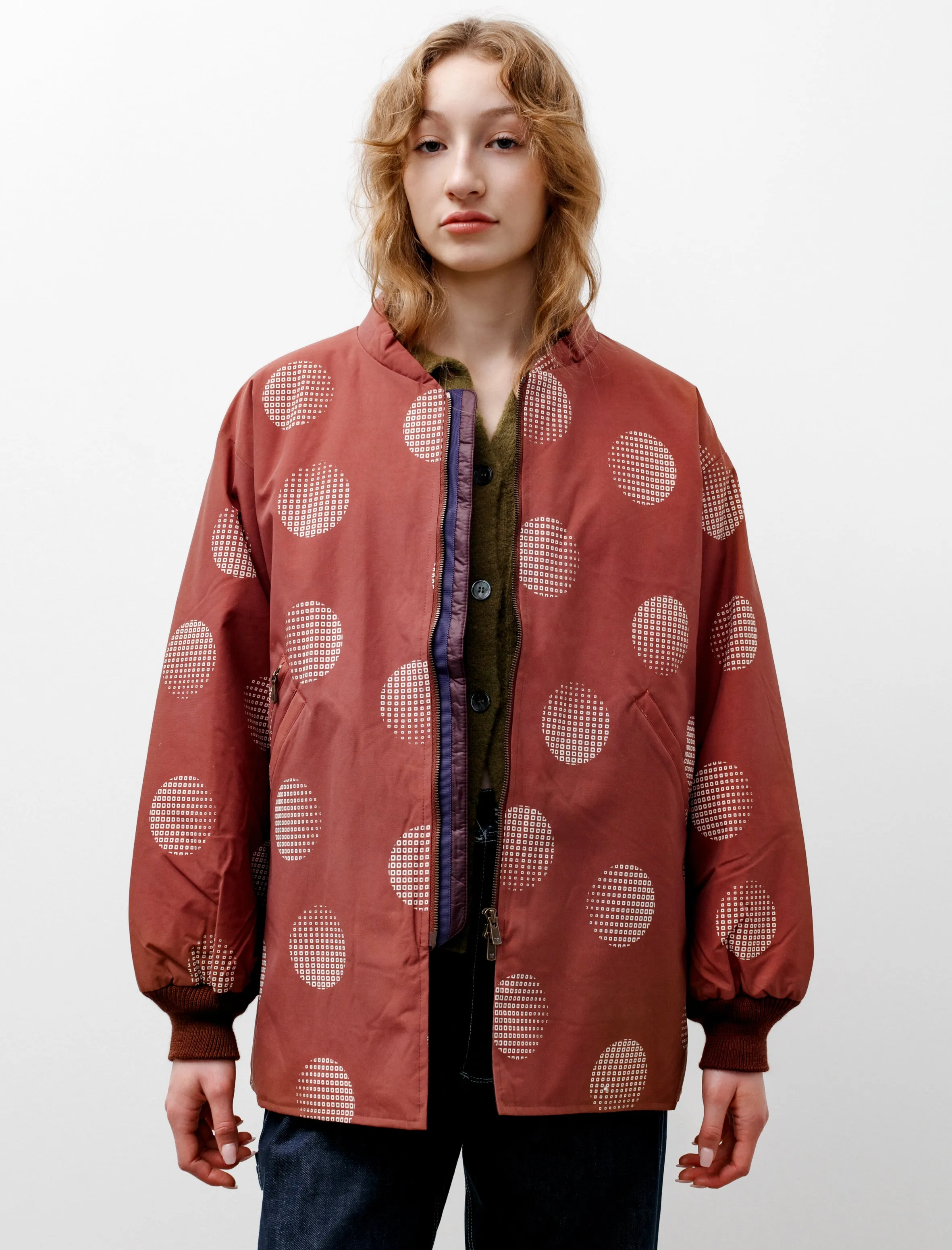 Sur Coat Printed Nylon Brick Brown