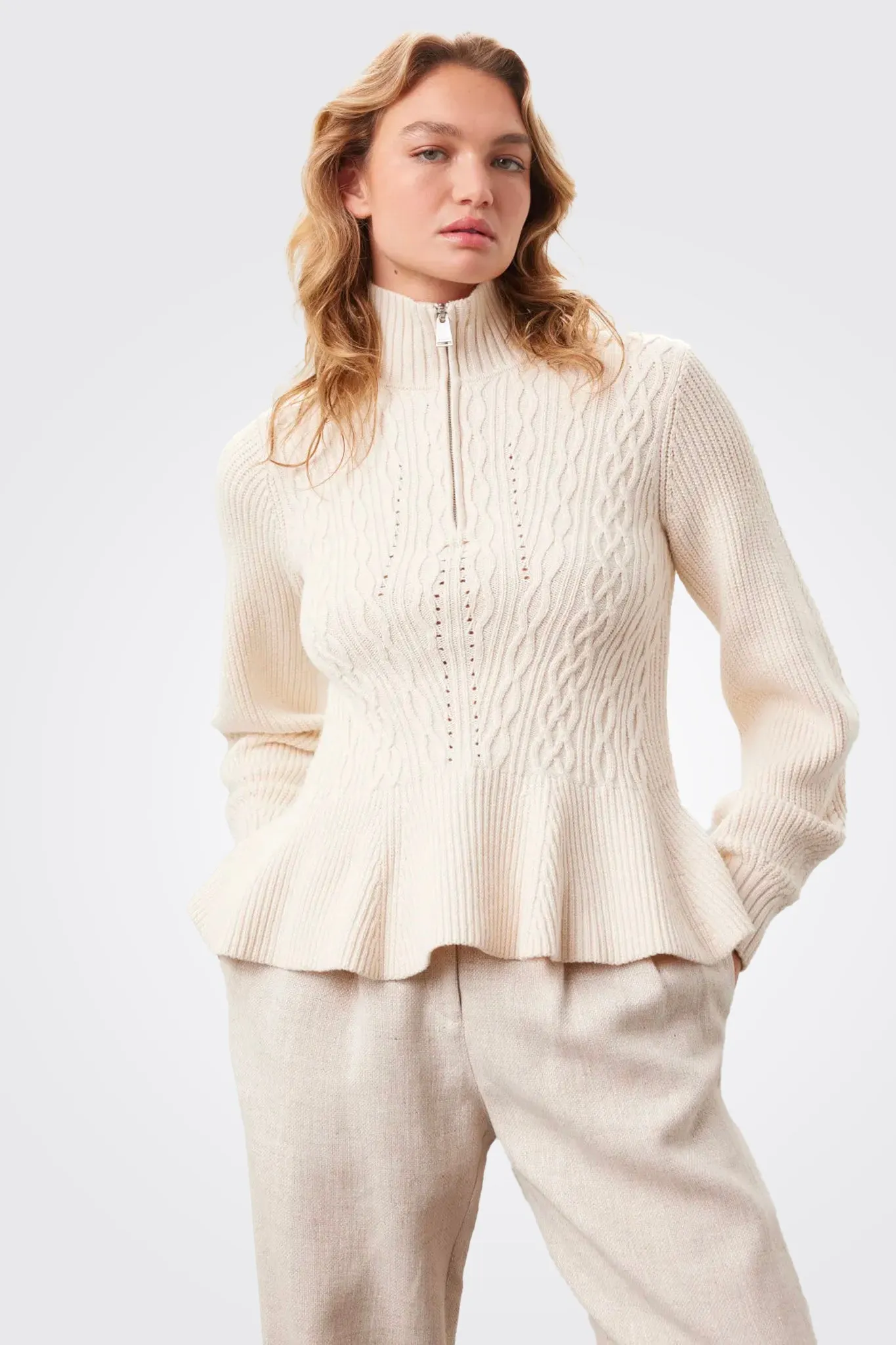 Susanna Peplum Polo - Ivory