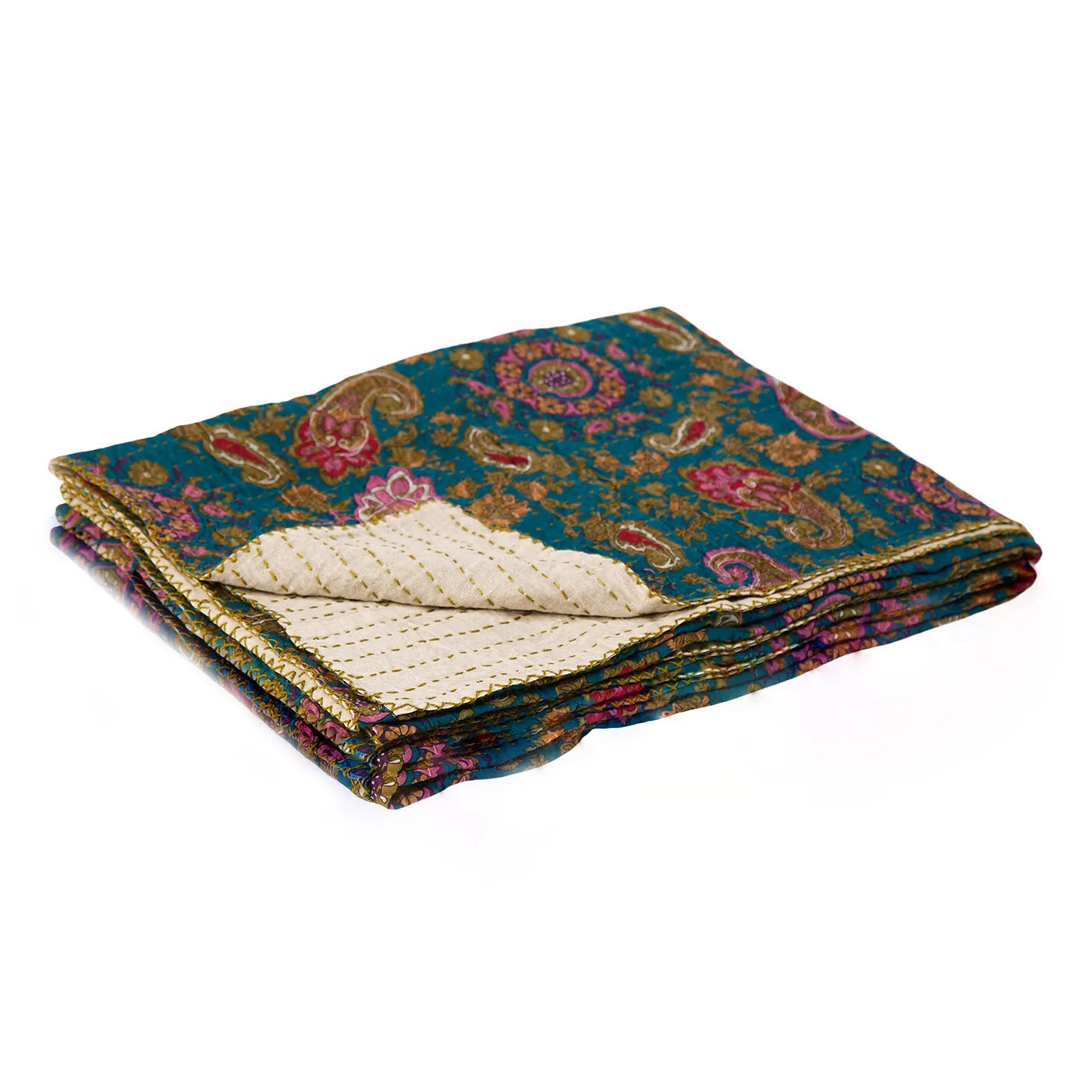 Taj Hotel Home Decor Kantha Cotton Throw | 50"x70" | 10