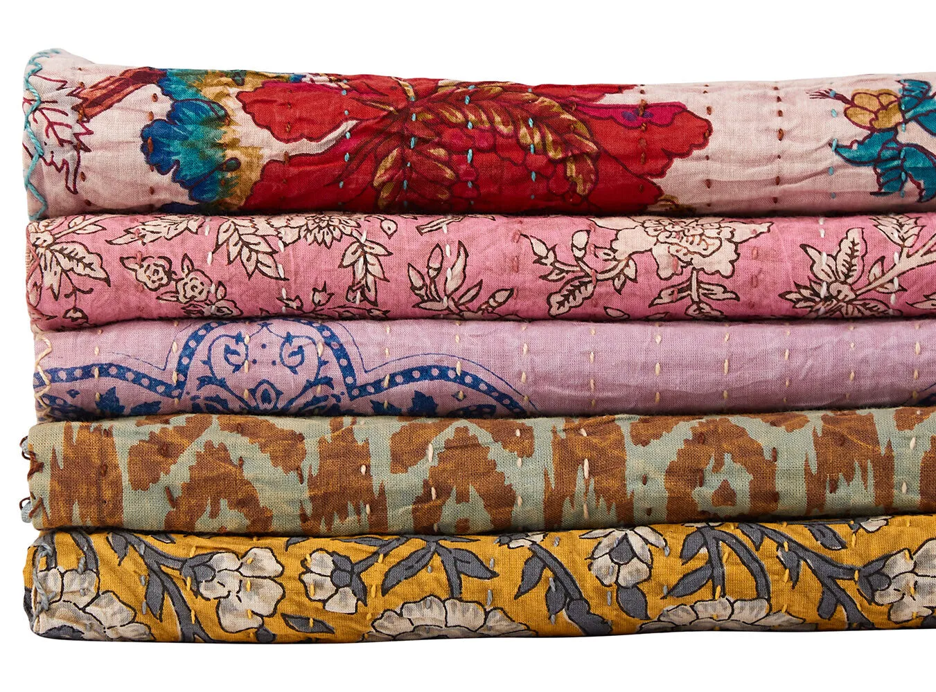 Taj Hotel Home Decor Kantha Cotton Throw | 50"x70" | 10