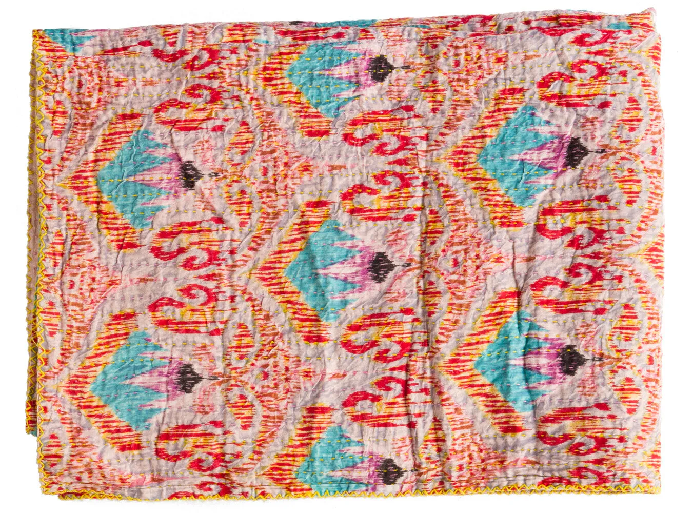 Taj Hotel Home Decor Kantha Cotton Throw | 50"x70" | 12