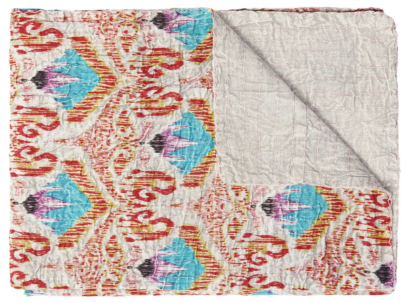 Taj Hotel Home Decor Kantha Cotton Throw | 50"x70" | 14