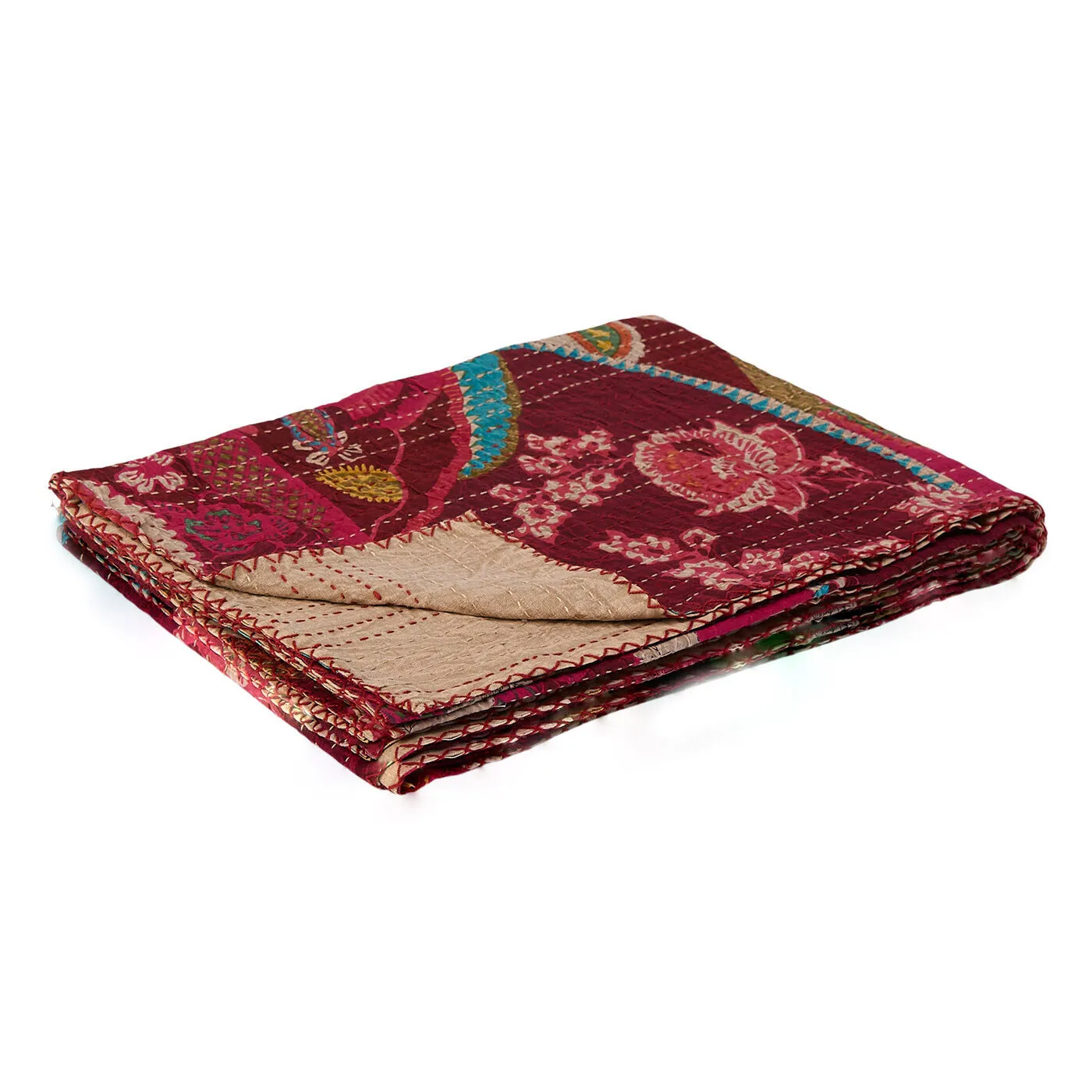 Taj Hotel Home Decor Kantha Cotton Throw | 50"x70" | 1