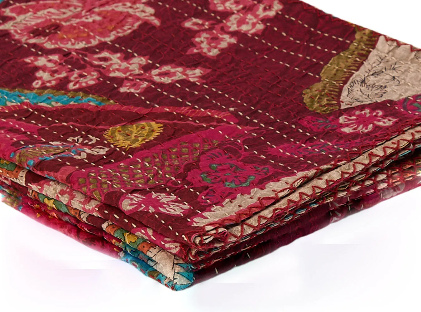 Taj Hotel Home Decor Kantha Cotton Throw | 50"x70" | 1