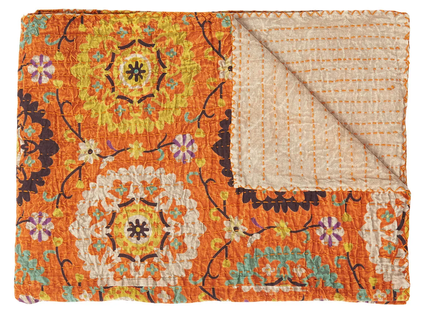 Taj Hotel Home Decor Kantha Cotton Throw | 50"x70" | 1