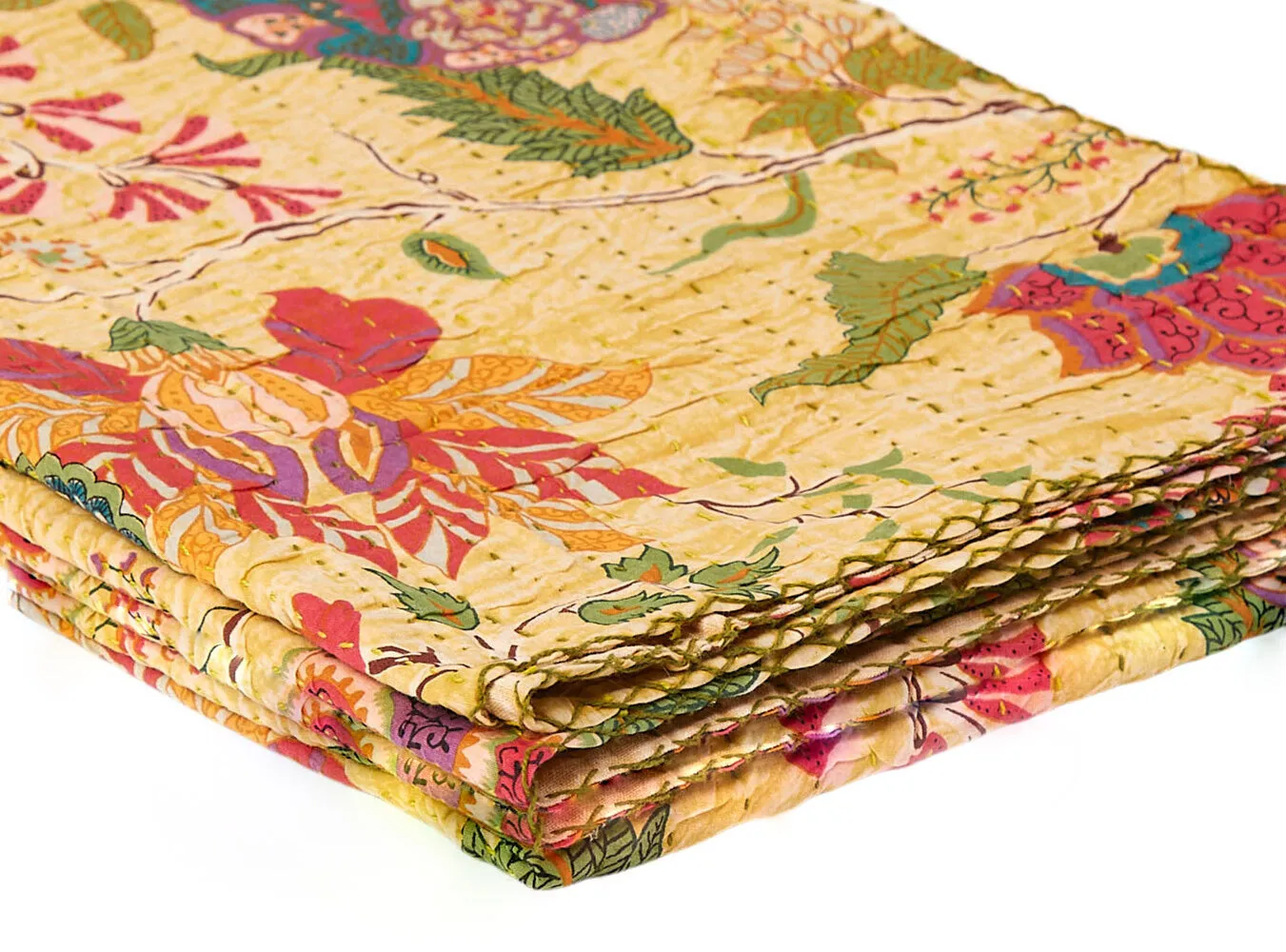 Taj Hotel Home Decor Kantha Cotton Throw | 50"x70" | 1