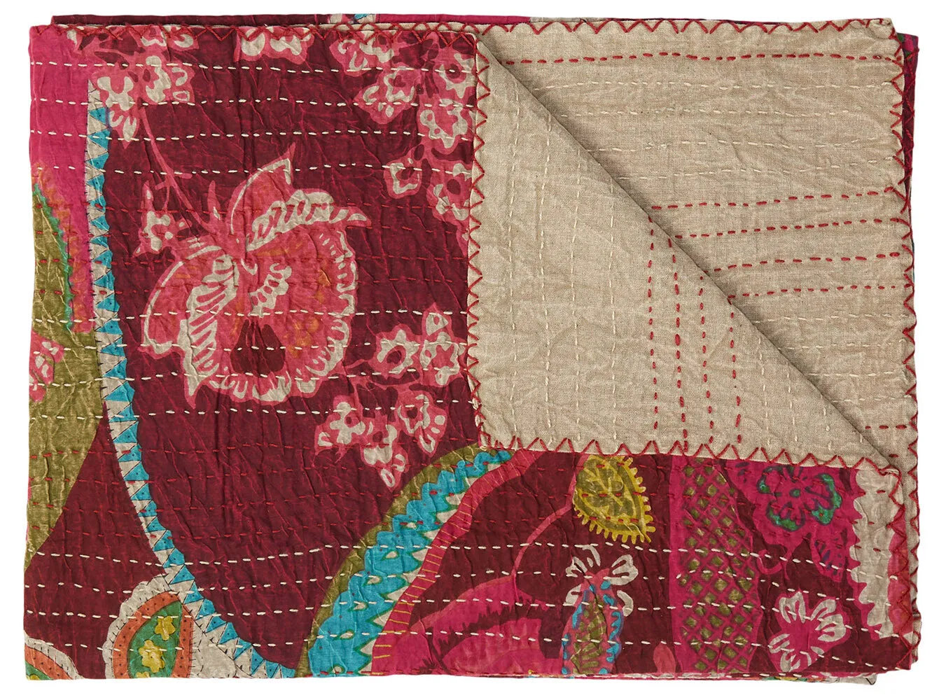 Taj Hotel Home Decor Kantha Cotton Throw | 50"x70" | 1