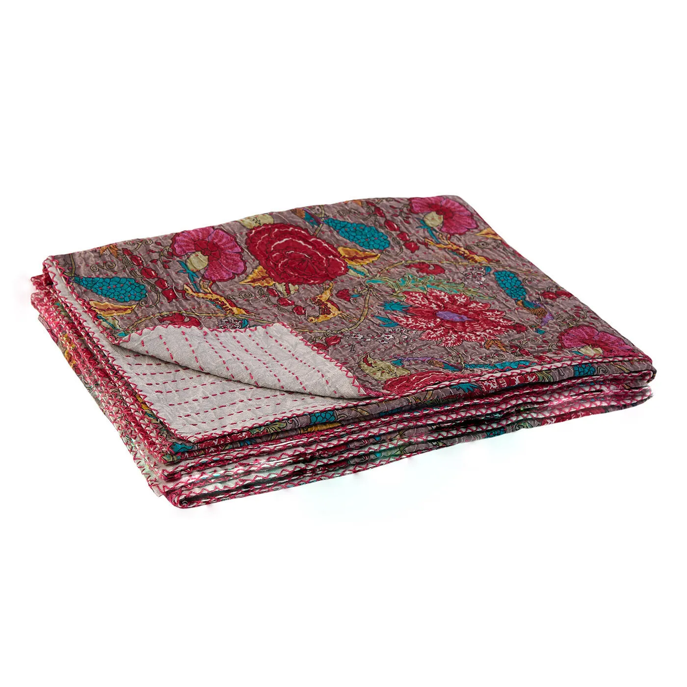 Taj Hotel Home Decor Kantha Cotton Throw | 50"x70" | 2