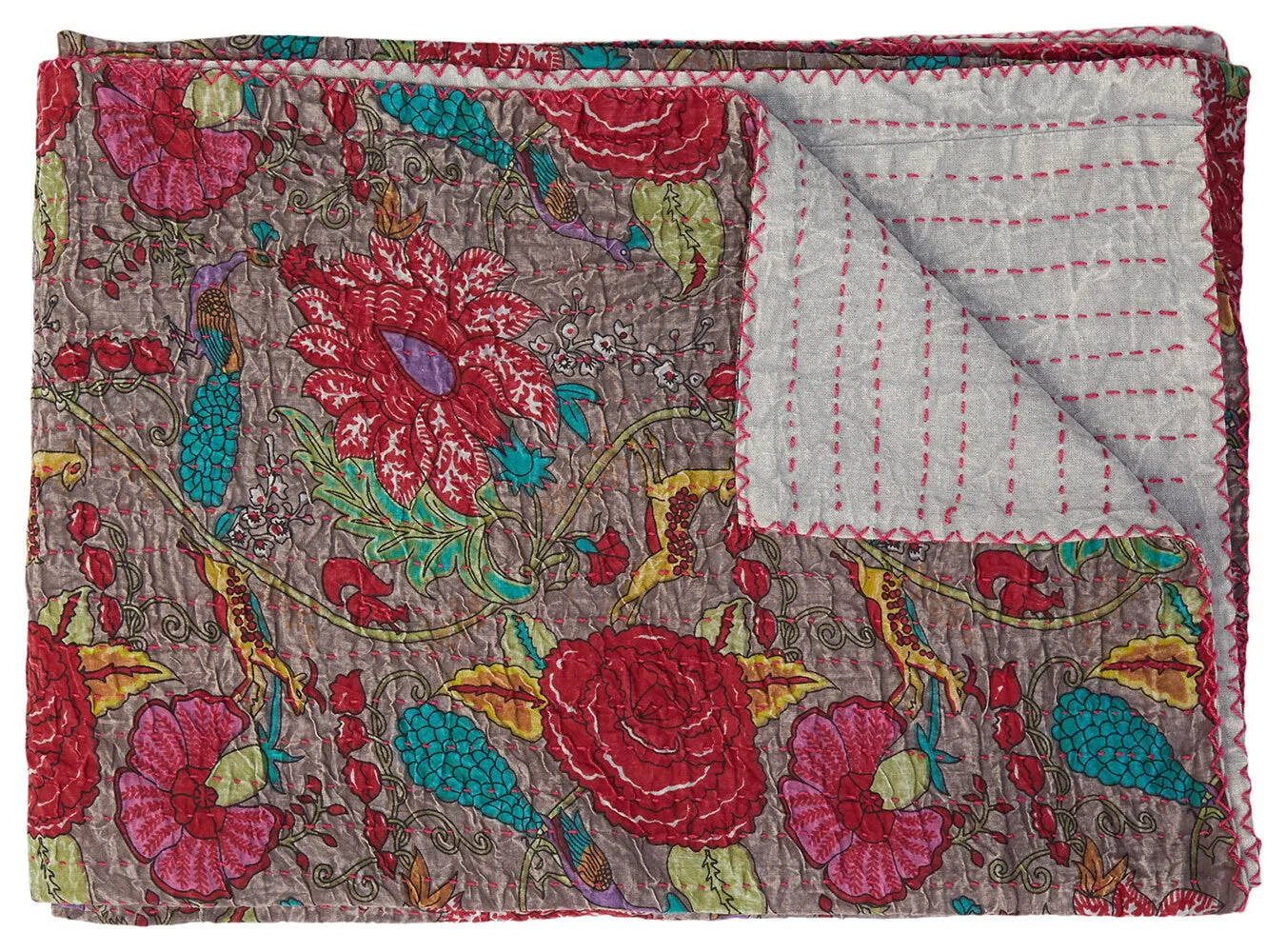 Taj Hotel Home Decor Kantha Cotton Throw | 50"x70" | 2