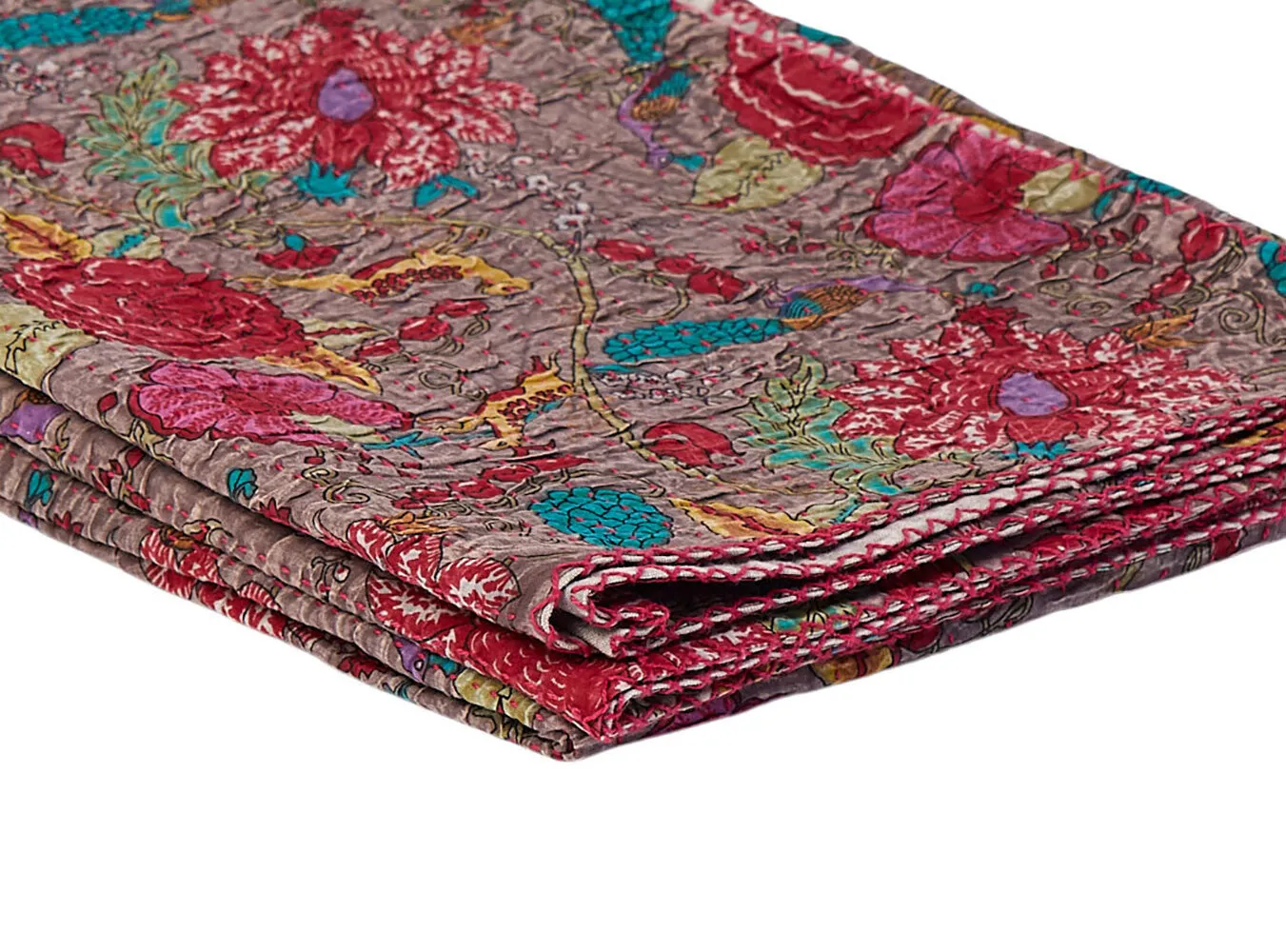 Taj Hotel Home Decor Kantha Cotton Throw | 50"x70" | 2