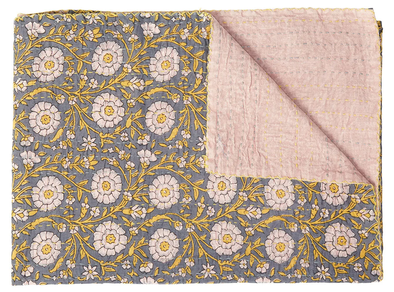 Taj Hotel Home Decor Kantha Cotton Throw | 50"x70" | 2