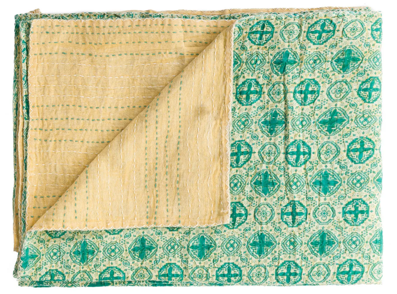 Taj Hotel Home Decor Kantha Cotton Throw | 50"x70" | 4