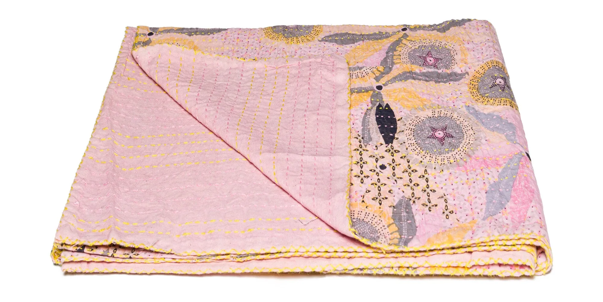 Taj Hotel Home Decor Kantha Cotton Throw | 50"x70" | 4