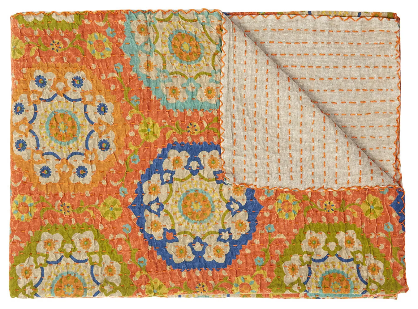 Taj Hotel Home Decor Kantha Cotton Throw | 50"x70" | 7