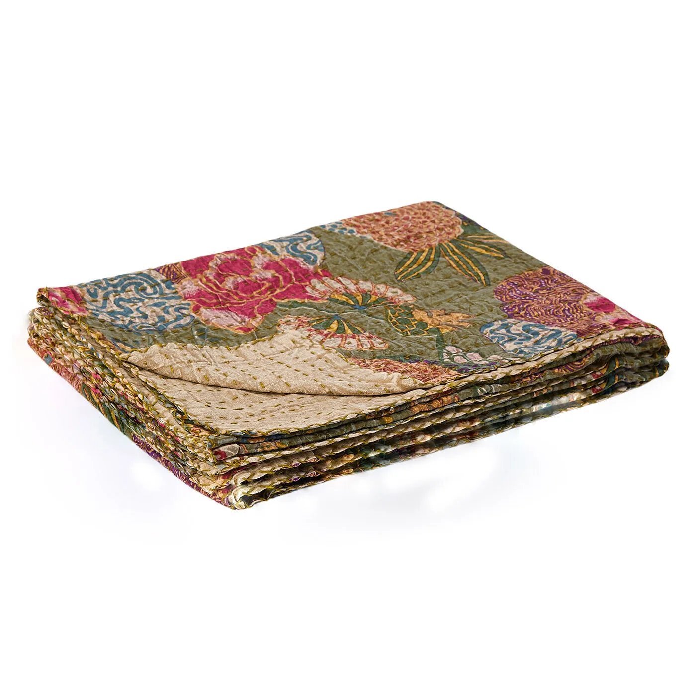 Taj Hotel Home Decor Kantha Cotton Throw | 50"x70" | 9