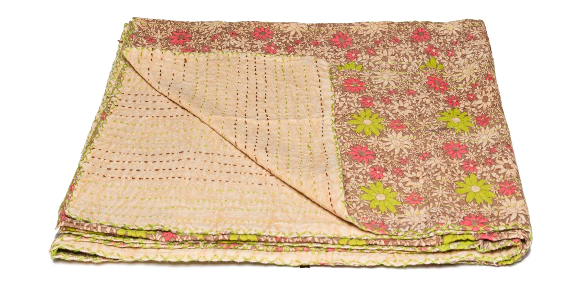 Taj Hotel Home Decor Kantha Cotton Throw | 50"x70" | 9