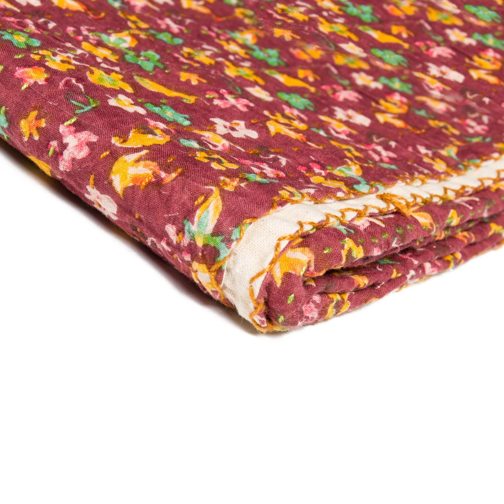 Taj Hotel Home Decor Kantha Cotton Throw | 50"x70" | 9